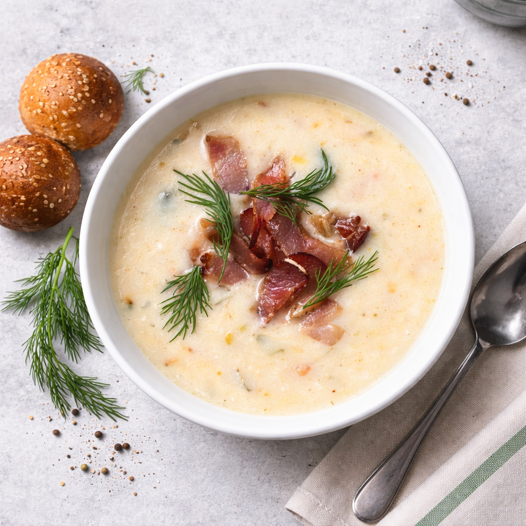 Картофельный крем с беконом