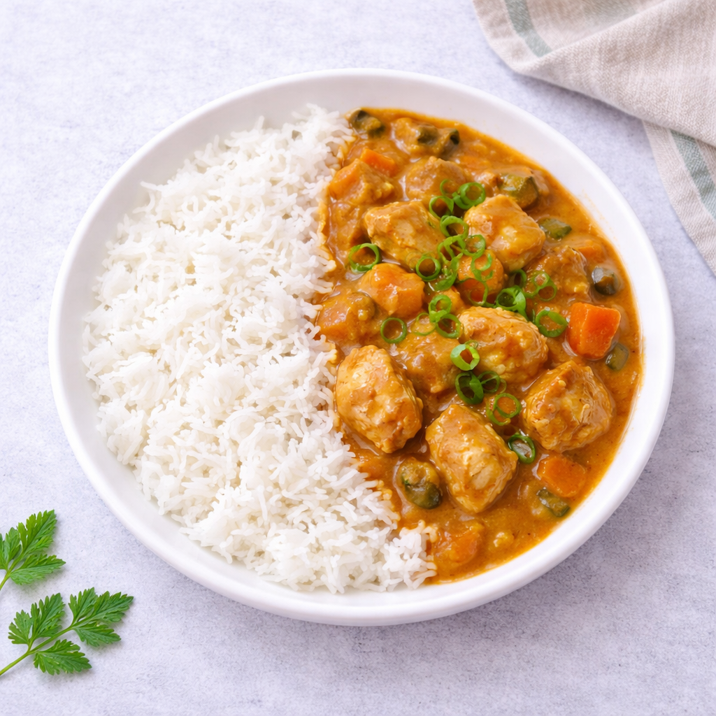 Цыпленок карри с рисом басмати